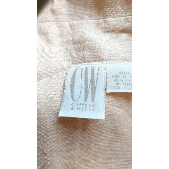 Clifford And Wills Women's Linen Maxi Dress 8 Ivory Tan Button Up Sleeveless - Picture 3 of 9